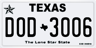 TX license plate DOD3006