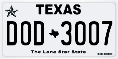 TX license plate DOD3007
