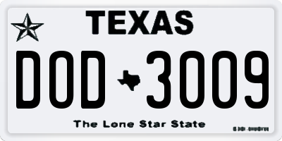 TX license plate DOD3009
