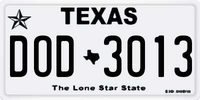 TX license plate DOD3013