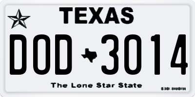 TX license plate DOD3014