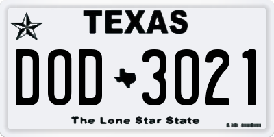 TX license plate DOD3021