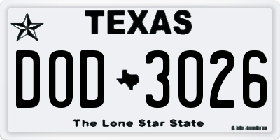 TX license plate DOD3026