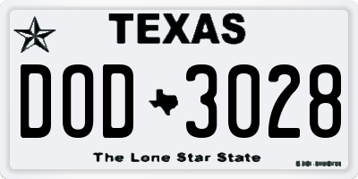 TX license plate DOD3028