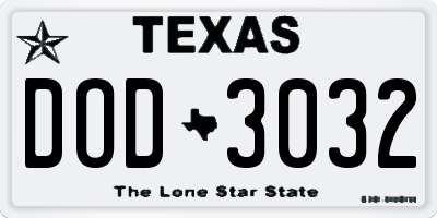 TX license plate DOD3032