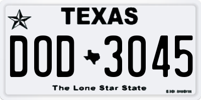 TX license plate DOD3045