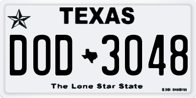 TX license plate DOD3048