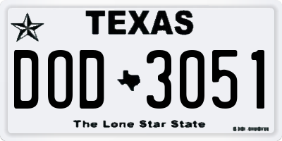 TX license plate DOD3051