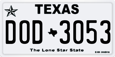 TX license plate DOD3053