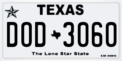 TX license plate DOD3060