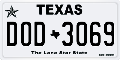 TX license plate DOD3069