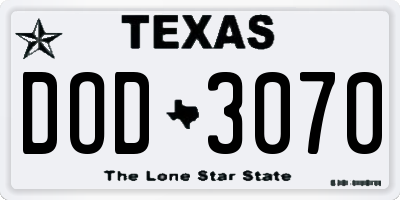 TX license plate DOD3070
