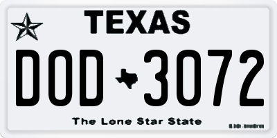 TX license plate DOD3072