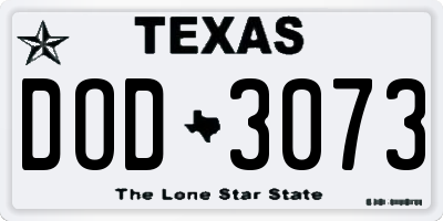TX license plate DOD3073