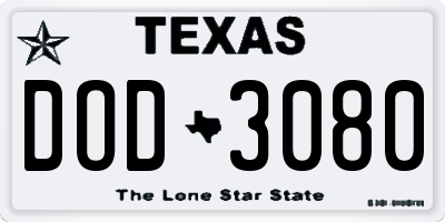 TX license plate DOD3080