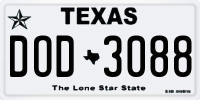 TX license plate DOD3088