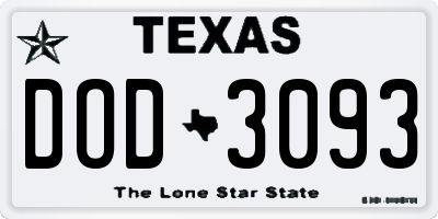 TX license plate DOD3093