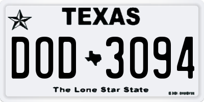 TX license plate DOD3094