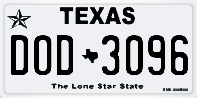 TX license plate DOD3096
