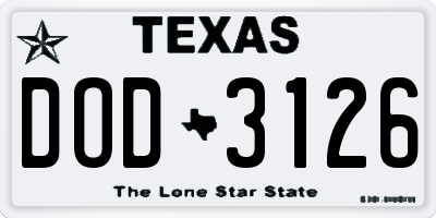 TX license plate DOD3126