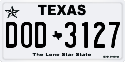 TX license plate DOD3127