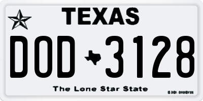 TX license plate DOD3128