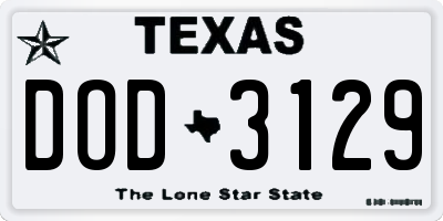 TX license plate DOD3129