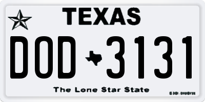 TX license plate DOD3131