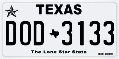 TX license plate DOD3133