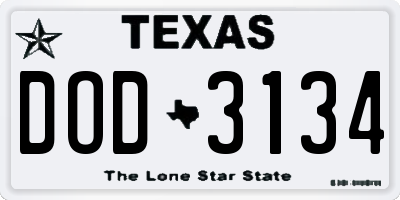 TX license plate DOD3134
