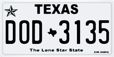 TX license plate DOD3135