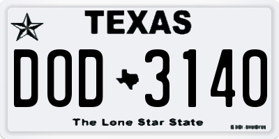 TX license plate DOD3140