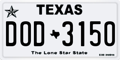 TX license plate DOD3150