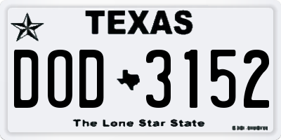 TX license plate DOD3152
