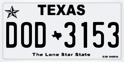 TX license plate DOD3153