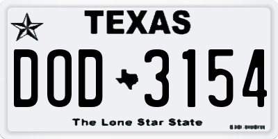 TX license plate DOD3154