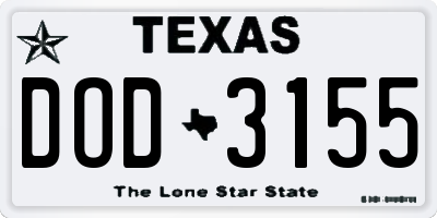 TX license plate DOD3155