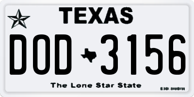 TX license plate DOD3156
