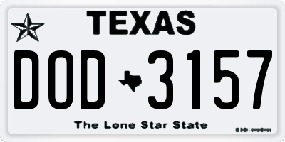TX license plate DOD3157