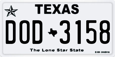 TX license plate DOD3158