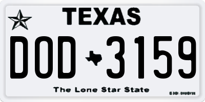 TX license plate DOD3159