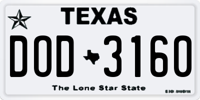 TX license plate DOD3160