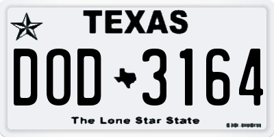 TX license plate DOD3164
