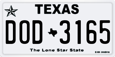 TX license plate DOD3165