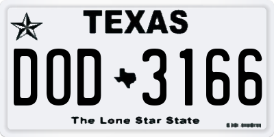 TX license plate DOD3166