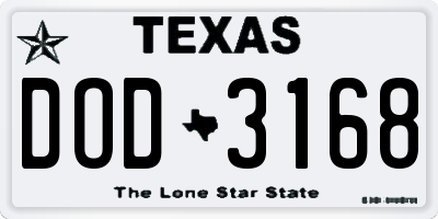 TX license plate DOD3168
