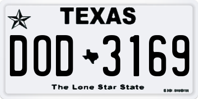 TX license plate DOD3169
