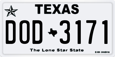 TX license plate DOD3171