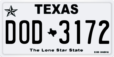 TX license plate DOD3172