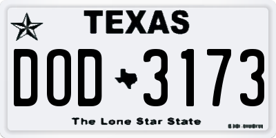 TX license plate DOD3173